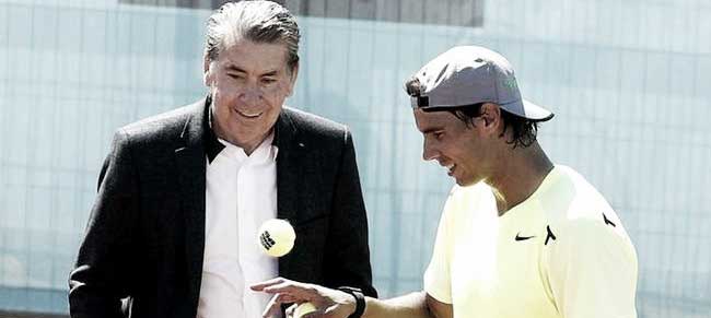 Rafa Nadal junto con Manolo Santana en el Mutua Madrid Open