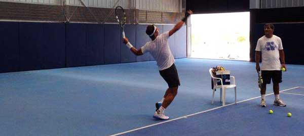 Rafa Nadal entrenando con Toni Nadal 4 agosto 2014