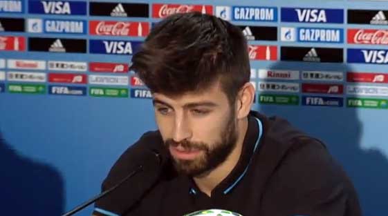 Gerard Piqu� realizando declaraciones sobre �lvaro Arbeloa