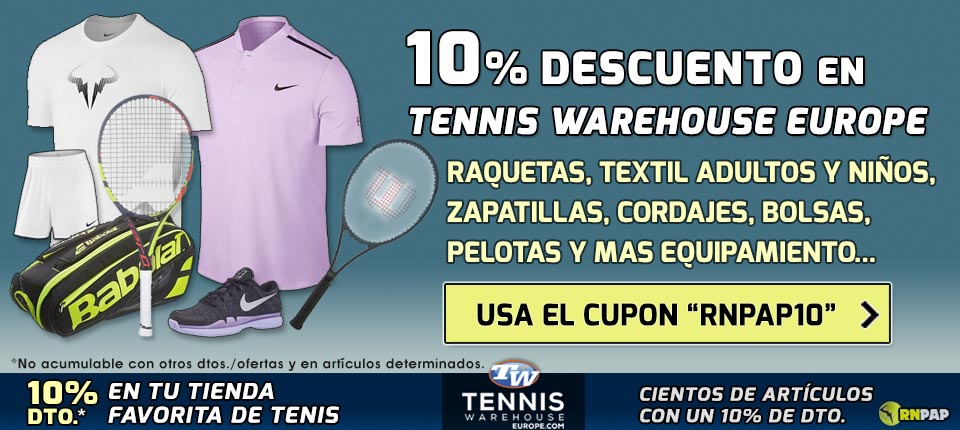 Cupn 10% de descuento en Tennis Warehouse Europe con el cdigo VIP RNPAP10