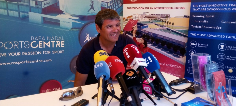 Toni Nadal en la rueda de prensa en las instalaciones del torneo WTA de Mallorca