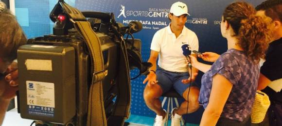 Nadal en rueda de prensa durante la apertura del Sport Xperience en Manacor