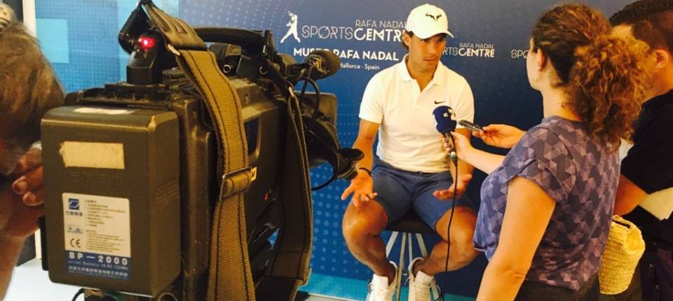 Nadal en rueda de prensa durante la apertura del Sport Xperience en Manacor