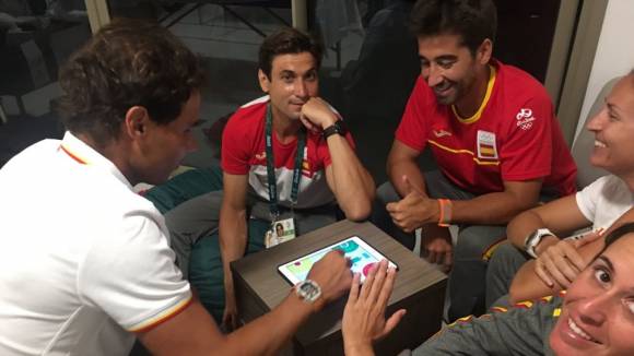 Nadal jugando un parchis con Ferrer y Lpez entre otros, en los Juegos de Ro 2016