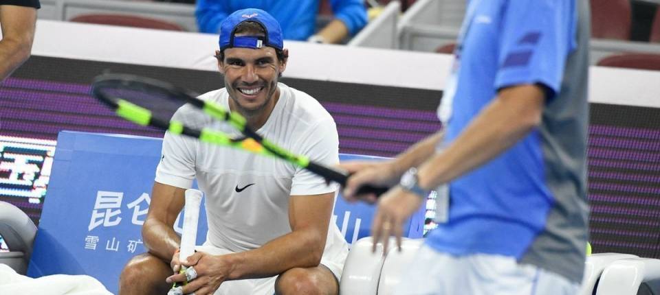 Entrenamiento de Nadal este viernes en la pista Diamond en el China Open