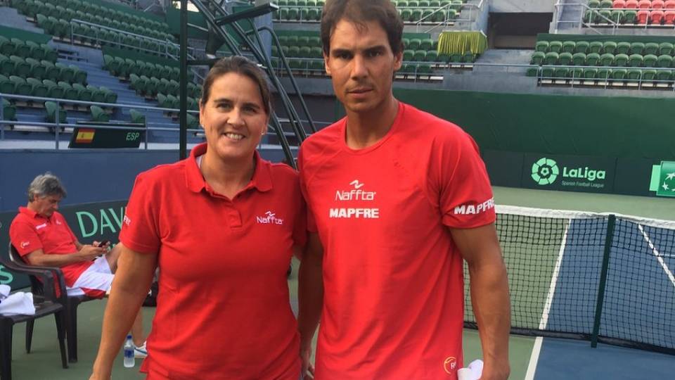 Rafa Nadal y Conchita Martnez en el RK Khanna Tennis Stadium de Nueva Delhi - Copa Davis 2016