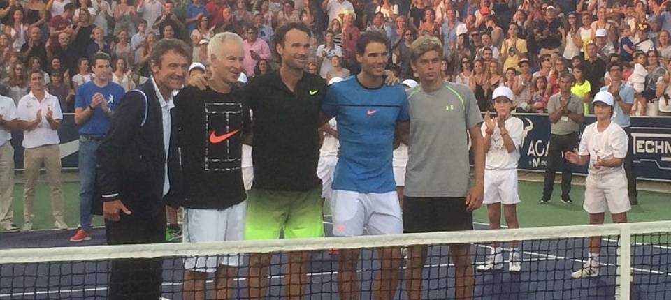 Wilander, McEnroe, Moy, Nadal y Solbas en el Rafal Nadal Sports Centre