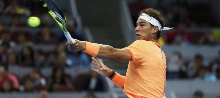 Uno de tantos grandes winners que consigui Nadal durante su debut en el torneo ATP de Pekn (C) Lintao Zhang/Getty Images AsiaPac