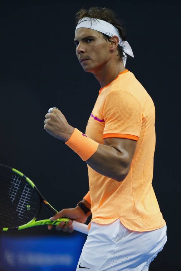 Nadal celebra un punto vs Lorenzi en el China Open 2016