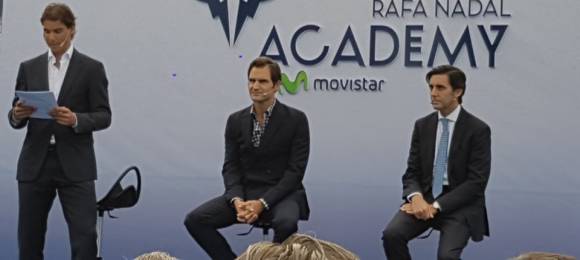 Nadal y Federer durante la presentacin de la Academia Rafa Nadal