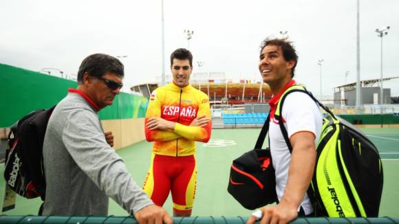 Toni y Rafa Nadal en un entrenamiento en los Juegos Olmpicos de Ro