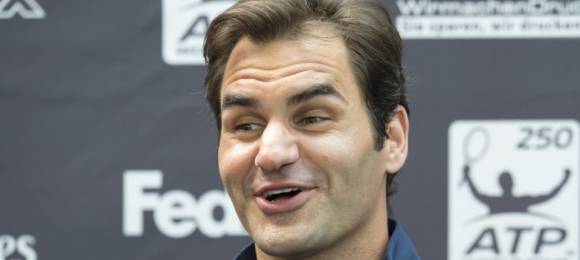Roger Federer durante una rueda de prensa en un torneo ATP en Stuttgart 2016