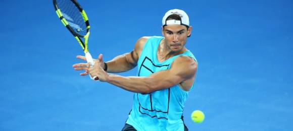 Entreno de Nadal en Melbourne 13 enero 2017