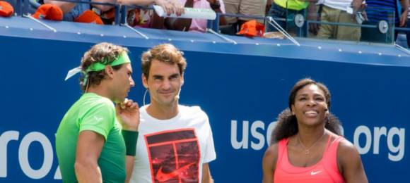 Nadal y Federer en el evento Ashe Kids Day 2015