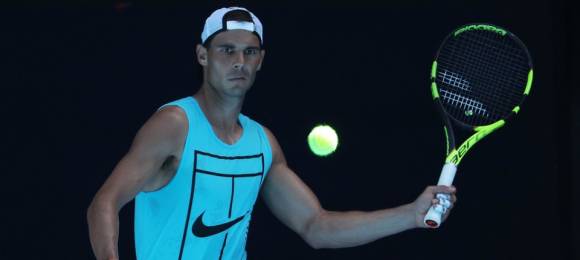 Sesin entreno de Nadal en Australia 12 enero 2017