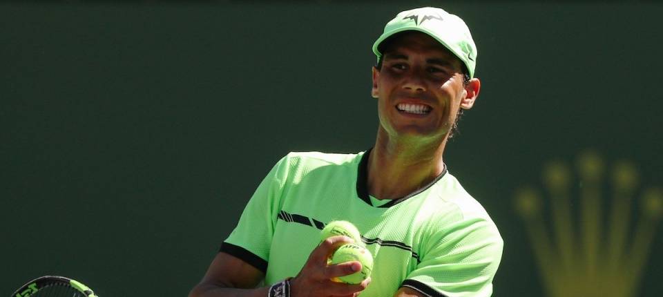 Nadal durante un entreno en Indian Wells en esta temporada 2017