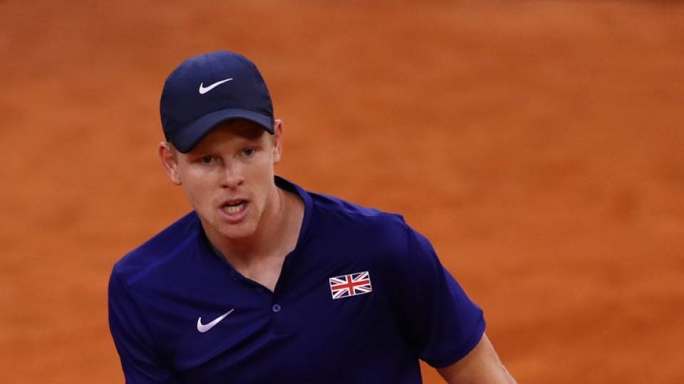 Kyle Edmund en su partido de cuartos de final de Copa Davis contra Lucas Pouille - 7 Abril 2017