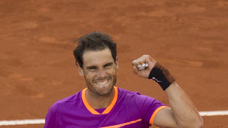 Felicidad desbordada de Nadal durante la final del Mutua Madrid Open 2017 vs Thiem