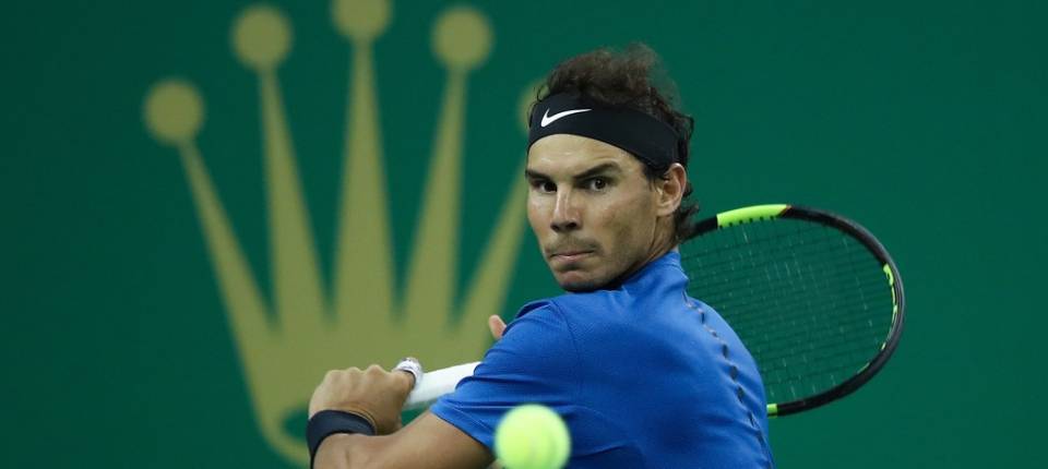 Nadal durante su partido contra Dimitrov en Shanghi 2017