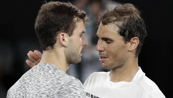 Nadal y Dimitrov durante el pasado Abierto de Australia 2017