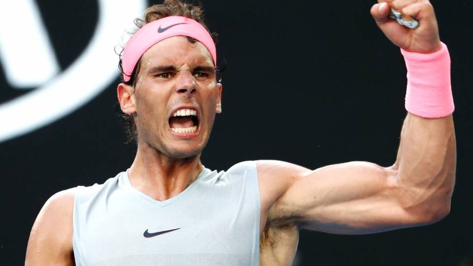 Nadal celebra un punto contra Schwartzman durante el Abierto de Australia 2018