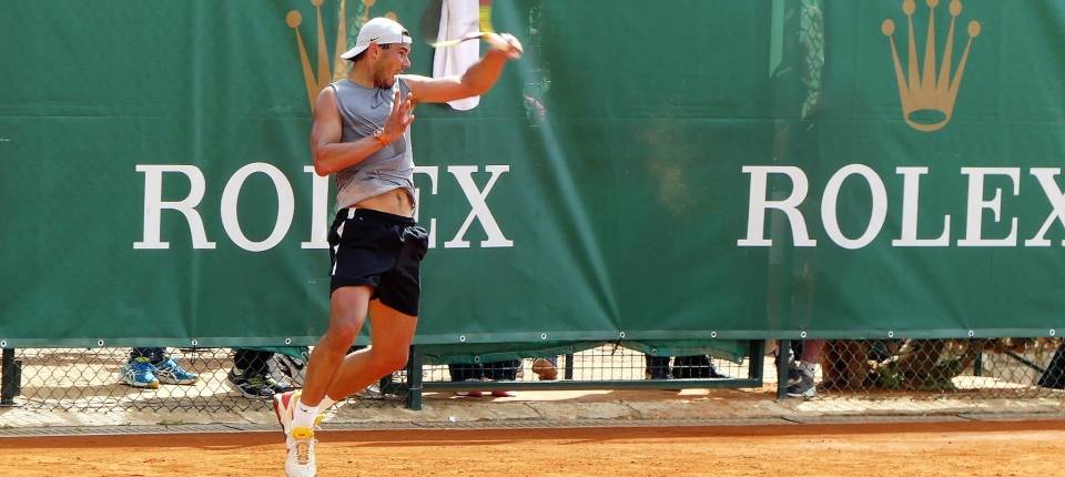 Rafa Nadal durante un entrenamiento en Montecarlo - 17 abril 2018