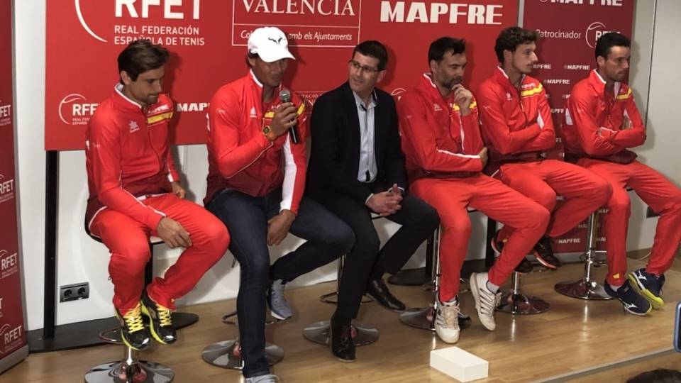 La seleccin espaola de Copa Davis respondiendo preguntas de los ms pequeos en Valencia