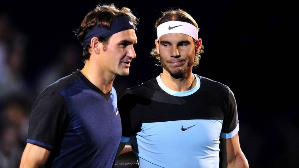 Federer y Nadal durante la final del ATP 500 en Basilea, temproda 2015