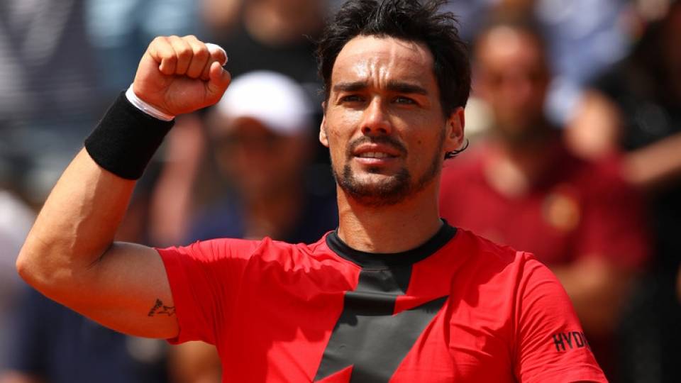 Fabio Fognini celebra su victoria en Pars frente a Elias Ymer en segunda ronda