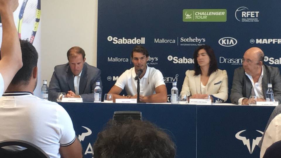 Rafa Nadal durante la presentacin del torneo Challenger Rafa Nadal Open Banc Sabadell