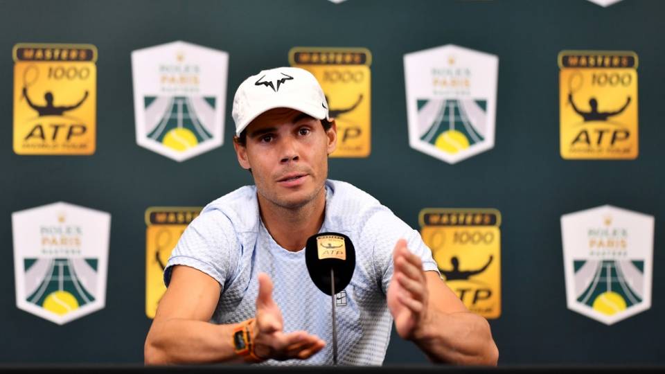 Nadal durante una rueda de prensa en el Masters 1000 de Paris 2018