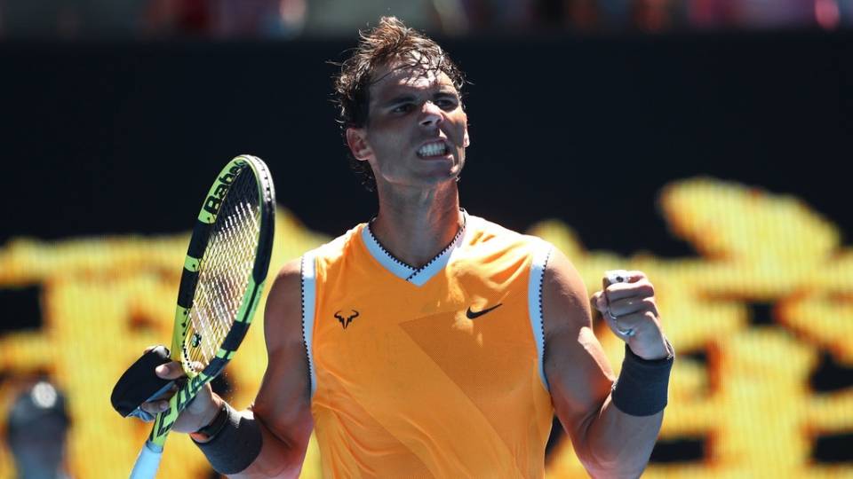 Nadal celebrando su victoria frente a Duckworth en el Open Australia 2019