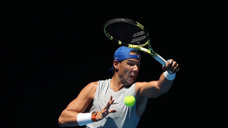 Nadal en sesin de entrenamiento en el Open Australia 2019 - 11 enero