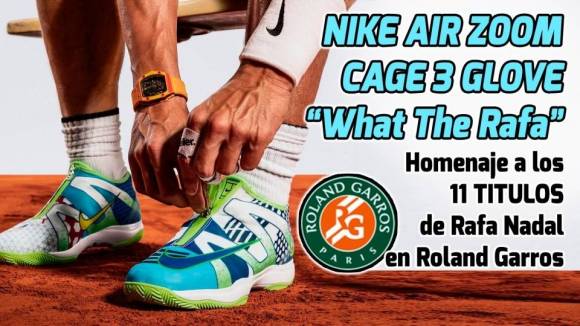 Rafa Nadal se abrocha las nuevas Nike Air Zoom Cage 3 Glove en Roland Garros 2019