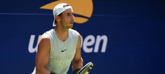Rafa Nadal en una de sus primeras sesiones de entrenamiento en Flushing Meadows