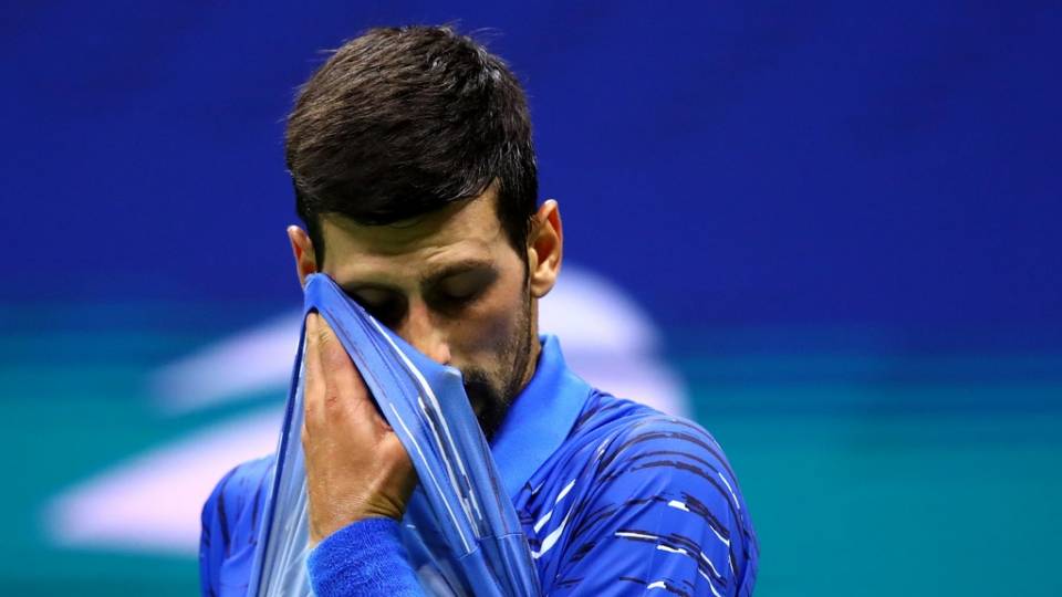 Djokovic durante el US Open 2019, tercera ronda vs Denis Kudla