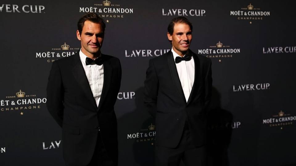 Roger Federer y Rafa Nadal en presentacin de la Laver Cup 2019