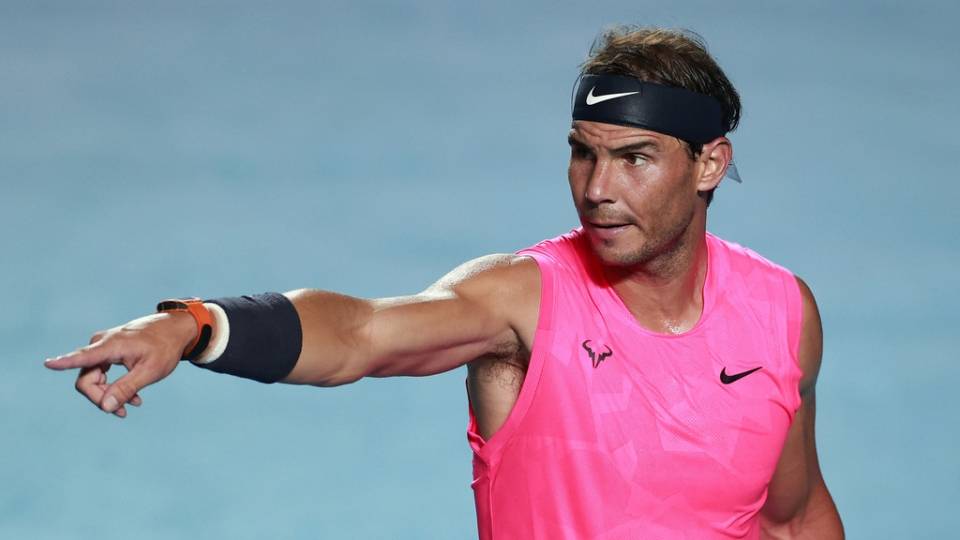 Rafa Nadal durante al Abierto de Acapulco 2020 en febrero