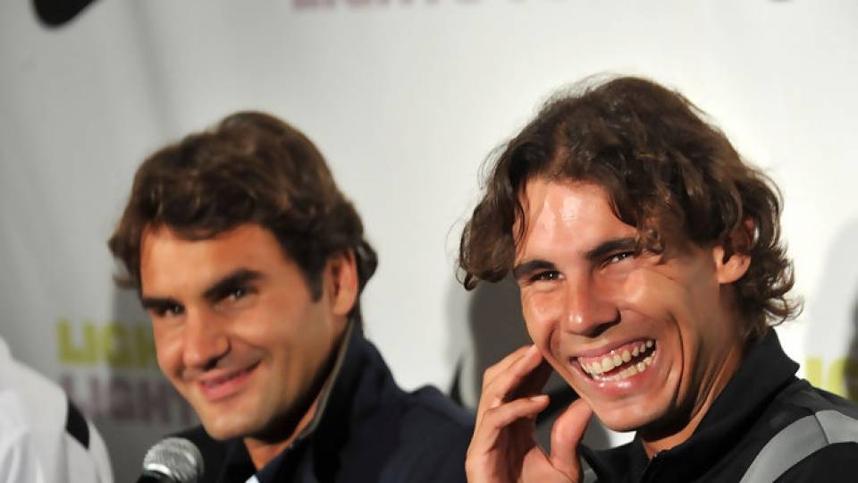 Federer y Nadal en un evento para Nike durante el US Open 2010