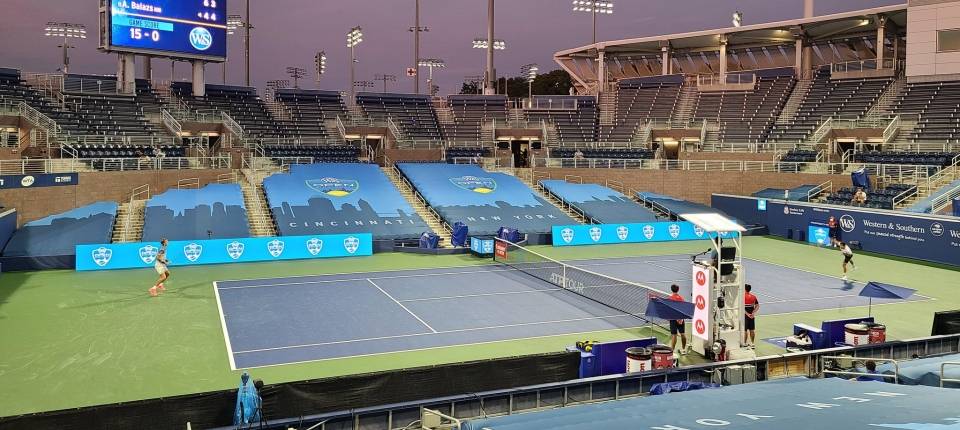 Entrenamiento en la pista central del Masters 1000 de Cincinnati