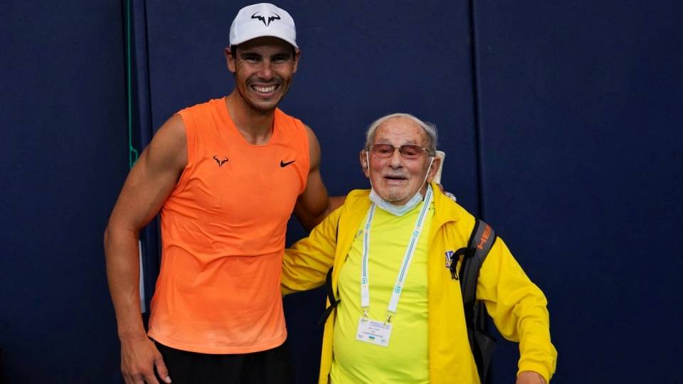 Rafa Nadal con el ex-tenista de 97 años Leonid Stanislavskyi