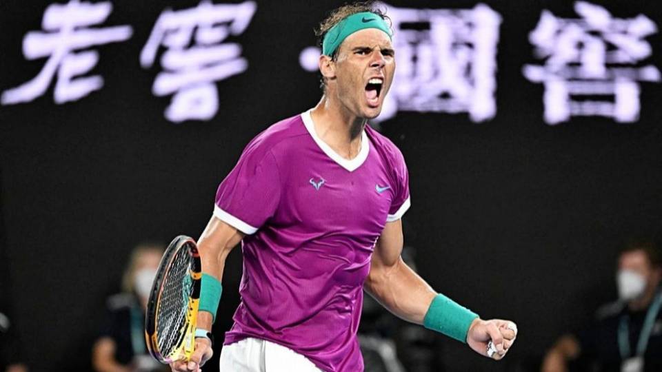 Rafa Nadal durante el Open Australia 2022 donde sum su 21 Grand Slam